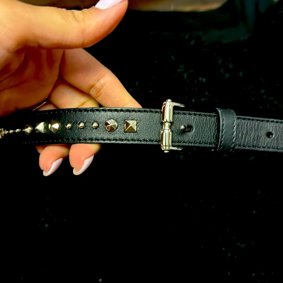 Gucci Accessories - Gucci Stud leather black belt skinny belt with silver buckle